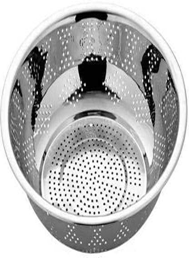 A2S Stainless Steel Stainer Colander Fruit Stainer Pasta Strainer Vegetable Strainer Big Hole, Color- Silver (Diameter-27cm)